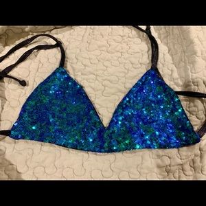 Freedom Rave Wear Blue Sequin Bralette